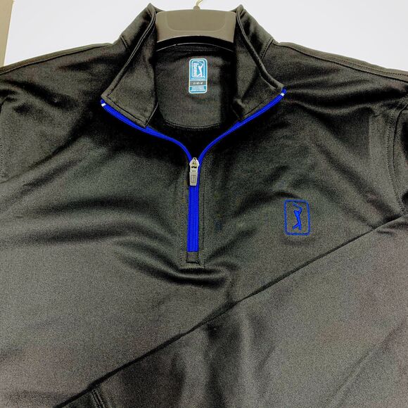 PGA Tour Pro Series Golf Pullover Mens Size L Black Blue 1/4 Zip Jacket Golf LN - Picture 5 of 7